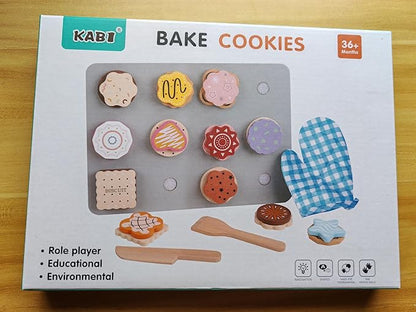 Slice and Bake Wooden Cookie Play Food Set for Kids, Kitchen Toys Food Accessories for Toddlers, Pretend Play Baking Set for 3 4 5 Years Old Girls Boys Birthday Gifts