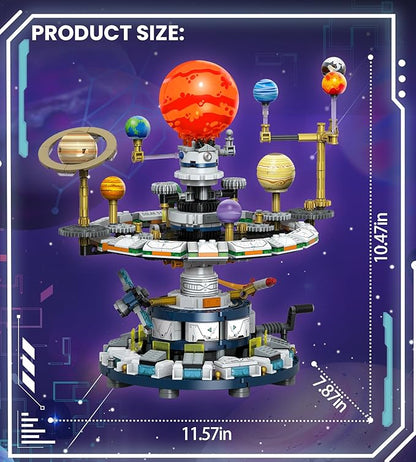 Rotatable Solar System Building Set, Space Exploration Building Blocks Set, STEM Toys for Home School Science Learning Birthday Gifts for Boys Girls Ages 12-14+ (963pcs)