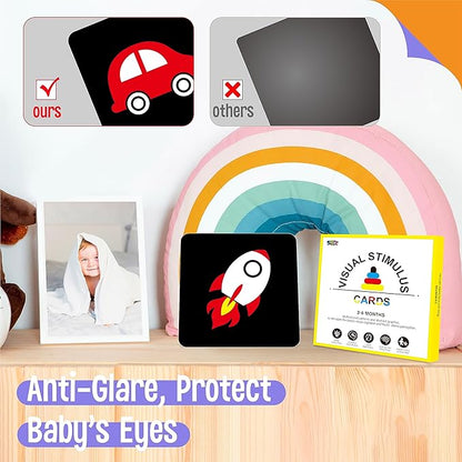 50 Pages Colorful Baby Visual Stimulus Flashcard, 25 PCS High Contrast Color-Coded Cards Educational Sensory Toys for Newborn Infant Gift (3-6 Months, 5.5” X 5.5”)