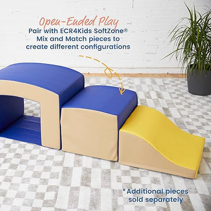 ECR4Kids SoftZone Junior Mix n' Match Tunnel and Bump, Beginner Playset, French Blue, 2-Piece