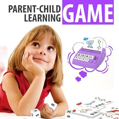 Matching Letter Games,Learning Educational Toys 2 in 1, Numerical Equality Games,Alphabet Spelling Reading Flash Cards,Early Education Gift Toys for 3,4,5,6,7 Year Olds (Purple)