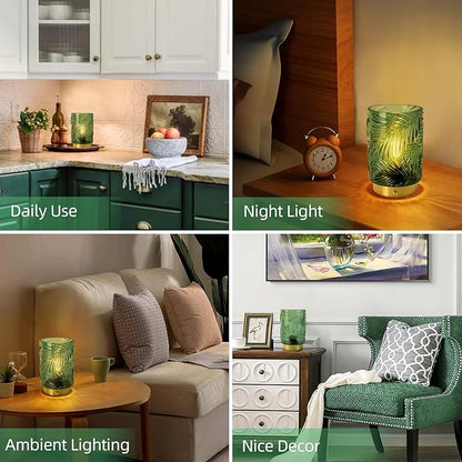 Rechargeable Battery Powered Lamp, Cordless Emergency Lamps for Power Outage, Decorative Small Accent Lamps for Entryway/Stairway/Bathroom/Corner, Dimmable Glass Battery Operated Table Lamp Indoor