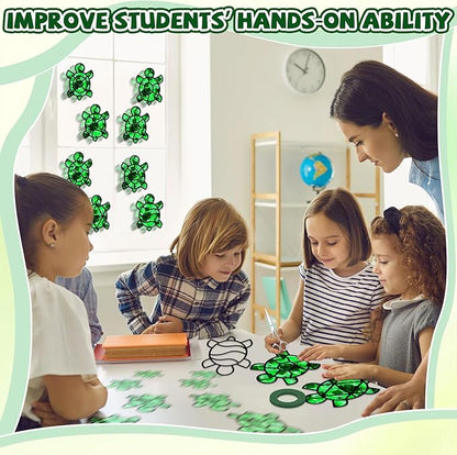 QOUBAI 32 Sets Turtle Suncatchers Craft Kit DIY Window Stained Glass Effect Sea Animals Paper Crafts for Home School Classroom Decoration Kid Ocean Sea Birthday Gift Creative Art Project Activity Game