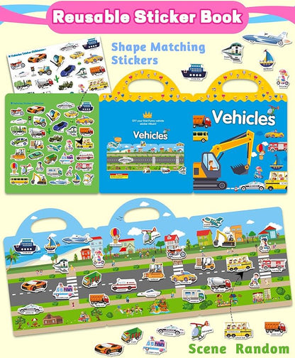 Reusable Sticker Book for Toddlers 2-4 Years, Stickers for Kids, Toddler Craft Activities, Toddler Travel Toys Ages 2+ Boy Girl Birthday Gifts