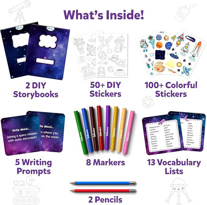 Skillmatics Storybook Art Kit - Create Space-Themed Stories, DIY Craft & Writing Kit with 300+ Stickers, Scrapbooking Activity, Gifts for Kids Ages 5, 6, 7, 8, 9, 10