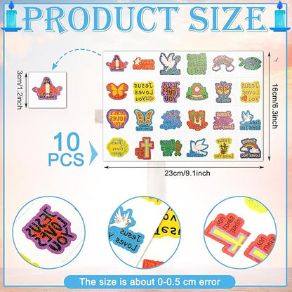 Landhoow 240 Pcs Jesus Loves You Tattoos Temporary for Kids Glitter Face Tattoos Cool Body Sticker Costume Accessory for Adults Boys Girls Party Favor