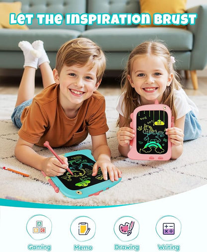 Kikapabi LCD Writing Tablet, Dinosaur Toys Gifts for Boys Age 3 4 5 6 7 Year Old, 8.5inch Colorful Doodle Board Pad for Kids, Birthday Christmas Gift Toddler Toy Age 3-7 Portable Travel Drawing Blue