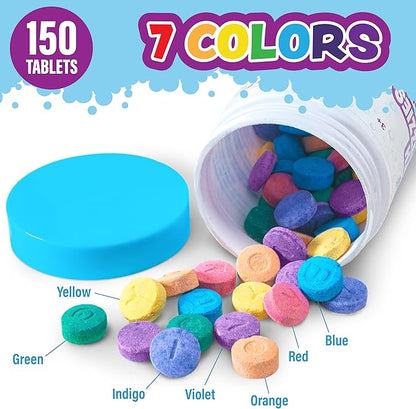 Tub Works® My Colorful Bath™ Kids Bath Set | Nontoxic | Fizzy Bath Color Tablets (150 Count), Smooth™ Bath Crayons (12 Pack) & Bath Paint Soap (6 Pack) | Creative Bath Toys for Toddlers & Kids