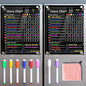 2Pcs Acrylic Magnetic Chore Chart for Kids & Adults, 12"x9.5" Clear Dry Erase Reward Board - Behavior and Responsibility Refrigerator Chart for at Home Multiple Kids, Teens(w/ 8 Markers & Towel)