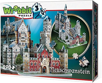 Wrebbit3D Neuschwanstein Castle 3D Puzzle | 890 Jigsaw Puzzle Pieces | Germany Iconic Landmark and Architectural Masterpiece