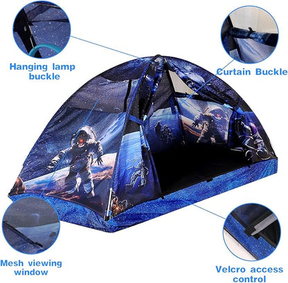 Kid Bed Tent -Twin Play Tent Baby Toddlers Dream Playhouse for Bedroom Decor Indoor Games Twin Size Bed Canopy by CRAWLBO(Galagy)