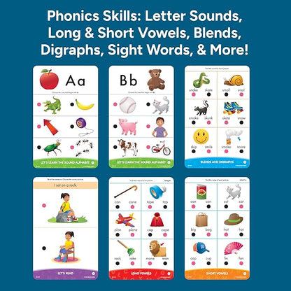 Educational Insights Hot Dots Phonics Fun! Set - Preschool and Kindergarten Flash Cards Compatible with Interactive Pen, Preschool Learning Activities, Learn to Read Activity for Kids Ages 3+
