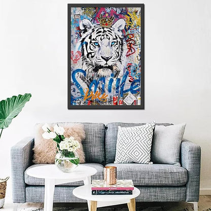 Tucocoo White Tiger Jigsaw Puzzle 1000 Pieces Puzzles for Adults, Animals Banksy Graffiti Style Jigsaw Puzzles for Challenging Family Activity Games Colorful DIY Craft Puzzle for Home Decor Gifts