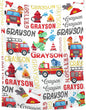 Personalized Baby Blanket for Girls Boys Kids Truck Dinosaur Custom Baby Blanket with Name Throw Birthday Gift for Toddlers Infants Shower Newborns Nursery Stroller Crib Bed Decor
