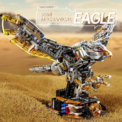 Mechanical Eagle Building Block Set 3D Poseable Model with Articulated Wings & Talons with Motor STEM Toy for Kids & Adults Ideal Gift for Engineering, Nature & Animal Lovers