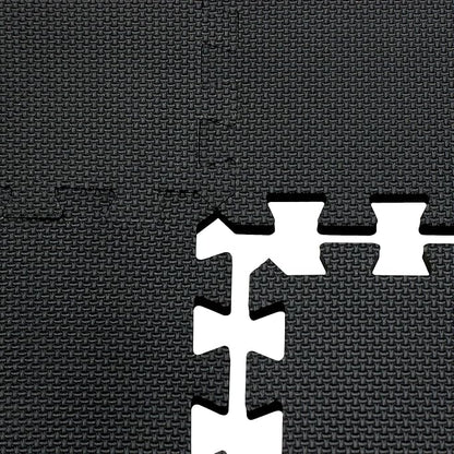 Yostrong® 18 Tiles Interlocking Puzzle Foam Baby Play Mat with Straight Edges for Playing - EVA Babies Crawling Mat | Rubber Floor Work Out Mats for Home Gym. Black. YOC-Db18S18