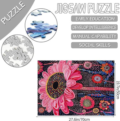 Pink Gerber Flower Jigsaw Puzzle 1000 Pieces Puzzles for Adults,Floral Pink Petal Jigsaw Puzzles for Challenging Family Activity Games Colorful DIY Flowers Craft Puzzle for Home Decor Gift