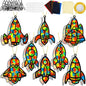 32 Sets Outer Space Rocket Suncatchers Craft Kit DIY Window Stained Glass Effect Space Theme Paper Crafts for Home School Classroom Decoration Kid Birthday Gifts Creative Art Projects Activity Game
