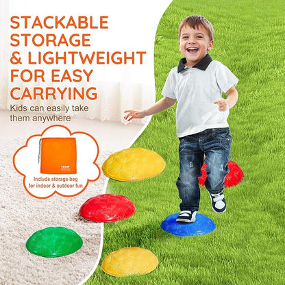 VEVOR Turtle Balance Stepping Stones, 6 PCS, Up to 220 lbs Kids Turtle Jumping Stones Steps Stones, Toddler Obstacle Course Coordination Game Toys Indoor or Outdoor Play for Children Aged 3 4 5 6 7 8+
