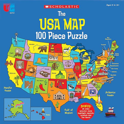 University Games, Scholastic Race Across the USA Board Game , Geography Learning Game for Kids and Families, for 2 to 4 Players Ages 8 and Up