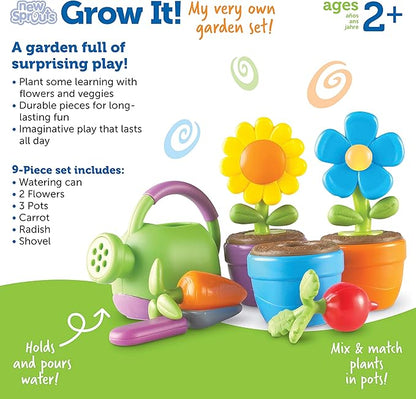 Learning Resources New Sprouts Grow It! Toddler Gardening Set - 9 Pieces, Ages 2+ Toddler Learning Toys, Garden Toys for Kids, Spring and Easter Toys for Boys and Girls