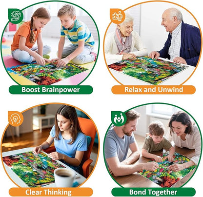300 Piece Puzzle for Adults,Riverside Animal Puzzle for Kids Teen Adults,Spring Flower Landscape Jigsaw Puzzle 300 Piece,Interlock Perfectly Letter on Back,Family Activity Game Nights Gifts,20.5x15 in