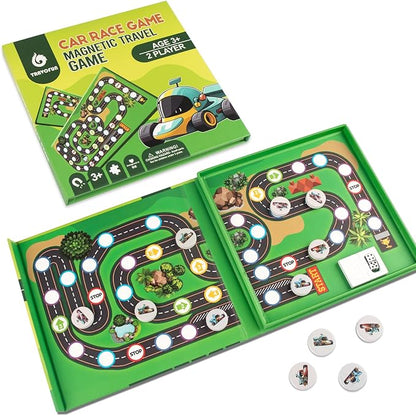 Magnetic Car Race Game for Kids 3-8 - Perfect Travel Toy for Toddlers - Fun Road Trip & Airplane Activity - Camping Game Essentials for Kid