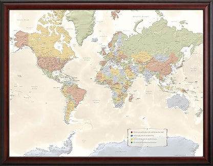 Map Your Travels World Travel Map Framed- 33 inches x 21 inches