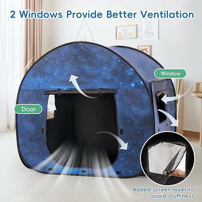OUTREE Sensory Tent 47 * 47 * 47 in, Starry Night Print, Sensory Tent for Kids with Autism, pop up Play Room