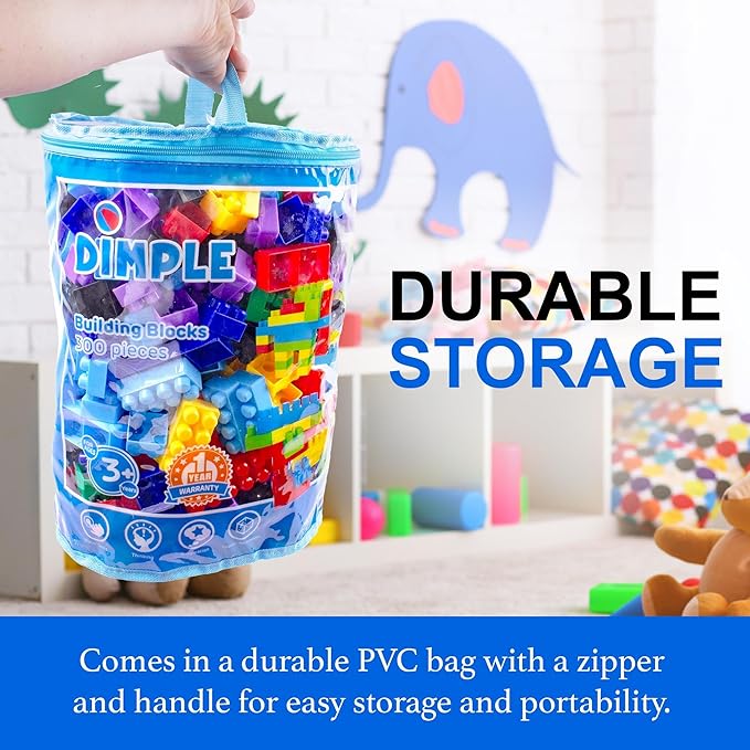 Dimple Large Blocks for Toddlers/Kids Stackable, Multi-Colored, Interlocking Toys Safe, Non-Toxic Plastic Bright Colors, Waterproof Boys and Girls Age 3 + (900 Pieces)