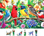 500 Piece Bird Jigsaw Puzzle for Adults - 23x15 Inch Vibrant Cardinal & Blue Bird with Flowers & Butterflies, Unique Art Puzzle for Home Decor & Gift