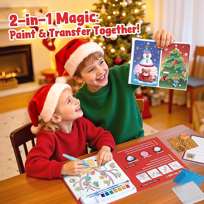 JoyCat Paint with Water Coloring Books, Art & Craft Activity, No Mess Art for Kids Ages 4-8, Craft Kits & Supplies, DIY Creative Activity, Presents for Girls & Boys (Christmas)
