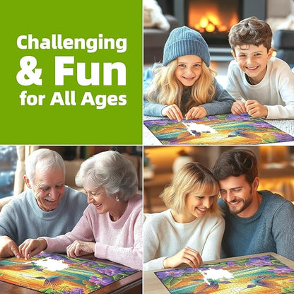 500 Piece Puzzles for Adults, Jigsaw Puzzles 500 Piece Hummingbirds Beach Flower Puzzle, Impossible Difficult Hard Challenging Unique Family Puzzle, 20x20 Inch
