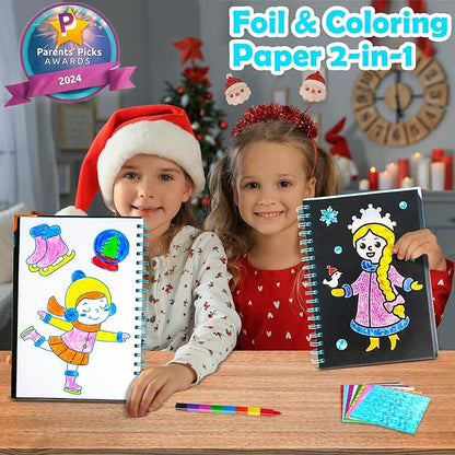 FUNNYB&G Foil Art Craft Activity for Kids - Gift for Girls Crafts for Kids Fun Art Supplies DIY Creative Travel Toy, Birthday Gift Party Favor Toys for Girls Boys 4 5 6 7 8 9 Years Old (Winter)