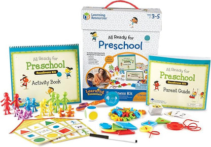 Learning Resources All Ready for Preschool Readiness Kit - 60 Activities Set, Ages 3+, Kindergartner Preparation Kit, Preschool Homeschool, Preschool Curriculum Kit