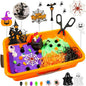 Bbiamsleep Halloween Sensory Bin, 141 Pcs Halloween Sensory Sand Kit with Color Sand for Birthday Party