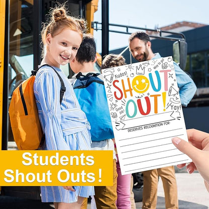 50Pcs Shout Out Card, Appreciation Cards for Teachers Students Employees Office Staff, Kudos Cards Team Classroom Good Behavior Incentive, Motivational Card for School or Workplace (Smiley Face)