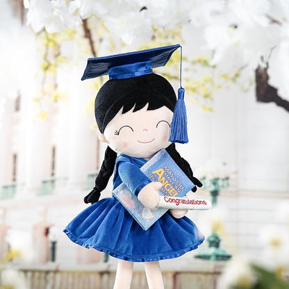 Gloveleya Baby Girl Gifts Graduation Plush Girls Dolls Congratulation Gift for Kindergarten Royal Blue 16 inch