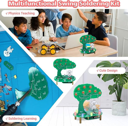 Dog Swing Soldering Project, ICSTATION Electromagnetic Swing Soldering Practice Kits with RGB LED Lights DIY Electronics Kit for School Education Creative Present Desktop Decoration