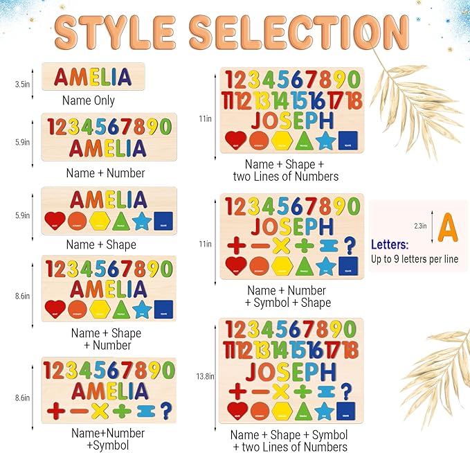 Personalized Name Puzzles, Montessori Toys, Shape Number Puzzles for Toddlers, Educational Toys, Customized Easter for 1st Birthday Girls and Boys