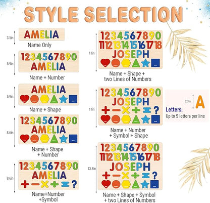Personalized Name Puzzles, Montessori Toys, Shape Number Puzzles for Toddlers, Educational Toys, Customized Easter for 1st Birthday Girls and Boys