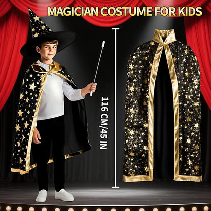 Magic Kit for Kids 6-8-10-12, 130 Magic Tricks Set for Kids with Magician Costume and Magic Wand, Halloween Christmas Birthday Gifts Toys Magic Set for Ages 6 7 8 9 10 11 12 Years Old Boys Girls Kids