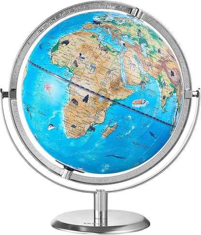 VEVOR Educational World Globe, 10 in/254 mm, Interactive Globe for Kids, with AR Golden APP, 720° Rotation, LED Night Lighting, 197 National Geographic Knowledge, STEM Toy, for Children Ages 4–10