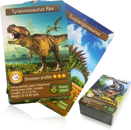 55PCS Dinosaur Learning Recognition Flash Cards,Dinosaur Fan Collectible Cards, Flash Card, Educational Learning Toys for Kids, Gift for Boys and Girls.