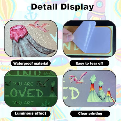 4 PCS Glow in The Dark Dinosaur Wall Decals, Luminous Self-Adhesive Dinosaur Toddler Room Stickers for Boys Motivational Wall Art Inspirational Sticker for Girls Kids Baby Nursery