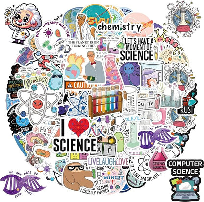 110pcs Science Stickers Pack, Chemistry, Biology, Physics, Science Classroom Decor for School Teacher Student Laboratory Sticker Decals for Laptop Water Bottle Notebook Science Party Favors and Decor