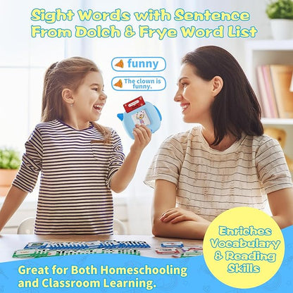 Talking Flash Cards for Toddlers Learning: Alphabet Learning Toys - Matching Spelling Games with 224 Sight Words - Montessori Toys for 3 4 5 6 Years Old Kids (Blue-336 Sight Words)