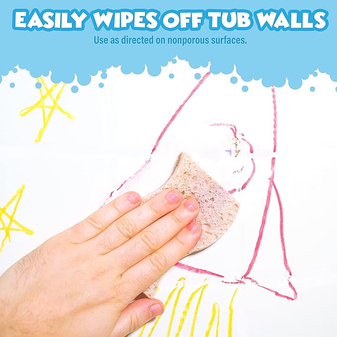 Tub Works® Smooth™ Bath Crayons Bath Toy, 24 Pack | Nontoxic, Washable Bath Crayons for Toddlers & Kids | Unique Formula Draws Smoothly & Vividly on Wet & Dry Tub Walls | Hexagon Grip Bathtub Crayons