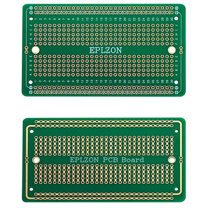 Solderable Breadboard PCB Board Gold-Plated Solder Breadboard for DIY Electronics Projects Apply to Arduino Soldering Projects 3.5"x2.05" (5 Pack + 2 Mini Board, Green)