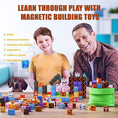 Magnetic Blocks - Build Magnet World Magic Portal Set, Magnetic Tiles Building Blocks Toddler Toys STEM Sensory Outdoor Toys for 3+ Year Old Boys & Girls, Creative Kids Games Kids Toys-120PCS